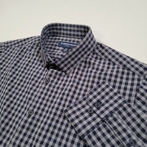 Mizzen+Main Leeward Trim No Tuck Dress Shirt Large Blue Gray Gingham